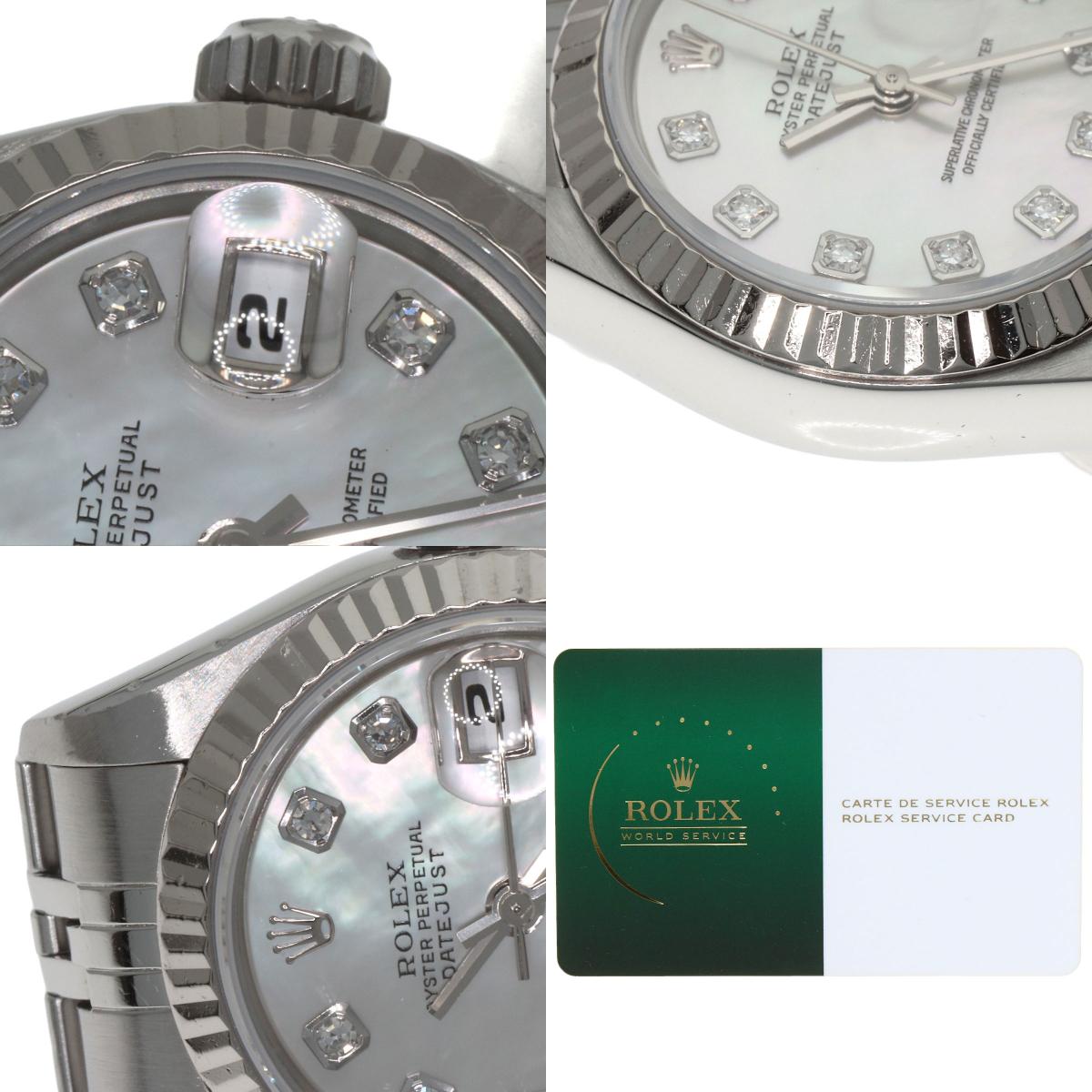 ROLEX ロレックス 69174NG デイトジャスト 10P ダイヤモンド 腕時計 SS レディース 中古