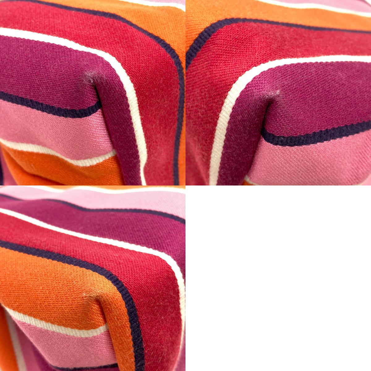 Longchamp ロンシャン ストライプ トートバッグ キャンバス レディース 中古