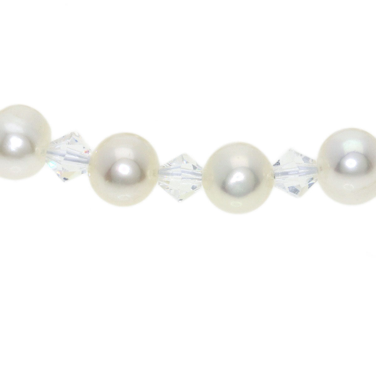 SELECT JEWELRY セレクトジュエリー 淡水パール 真珠 クリスタル 3連 ネックレス SV レディース 中古