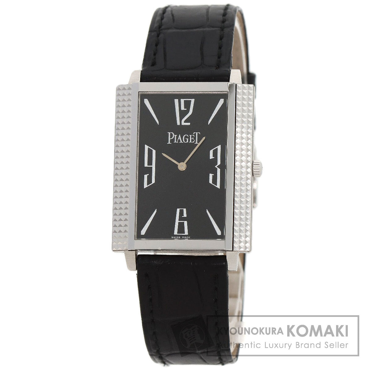PIAGET ピアジェ 90300 エクストラ フラット スクエア 腕時計 K18WG 革 メンズ [中古] ピアジェ エクストラ フラット スクエア 90300 腕時計 中古 | 京の蔵