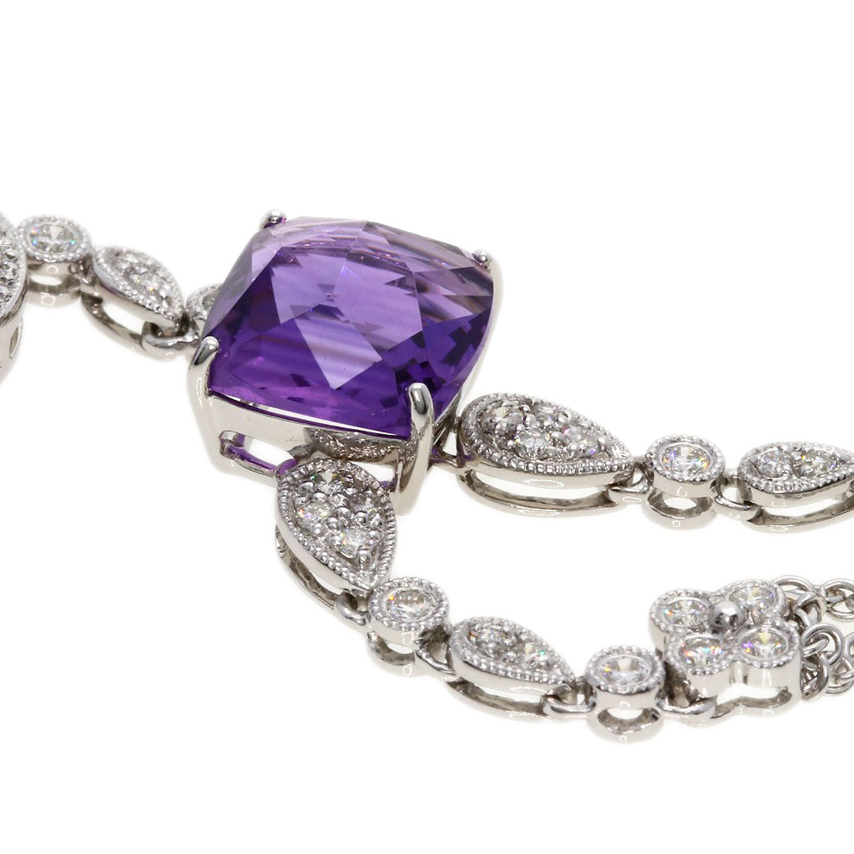 SELECT JEWELRY セレクトジュエリー カラーストーン ダイヤモンド ネックレス K18WG レディース 中古