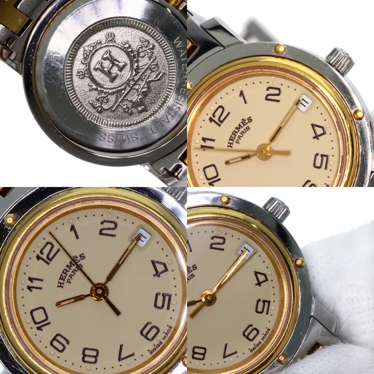 HERMES エルメス CL4.220 クリッパー 旧ベルト 腕時計 SS レディース 中古