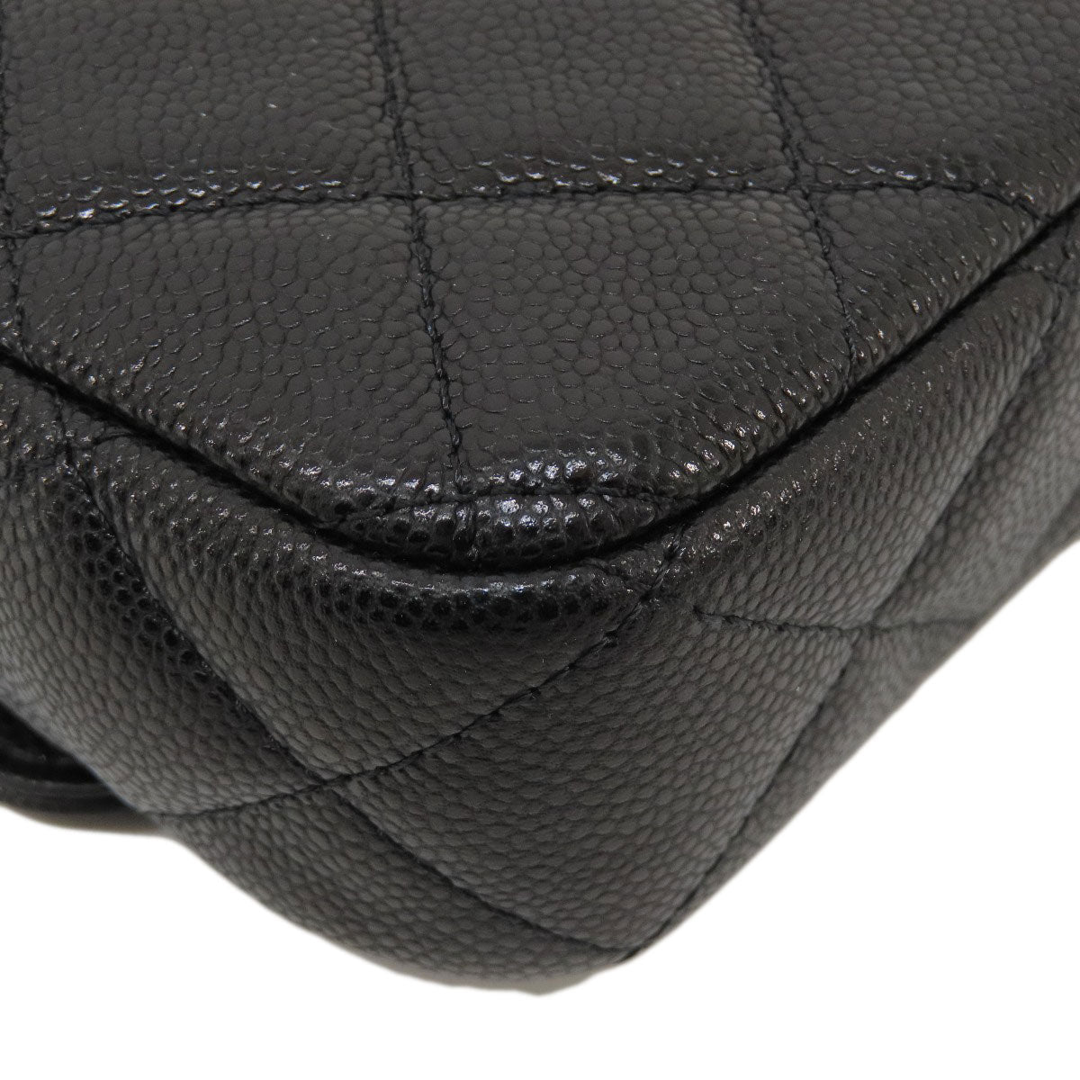 CHANEL シャネル チェーンショルダー マトラッセ ゴールド金具 ショルダーバッグ グレインド カーフスキン レディース 中古