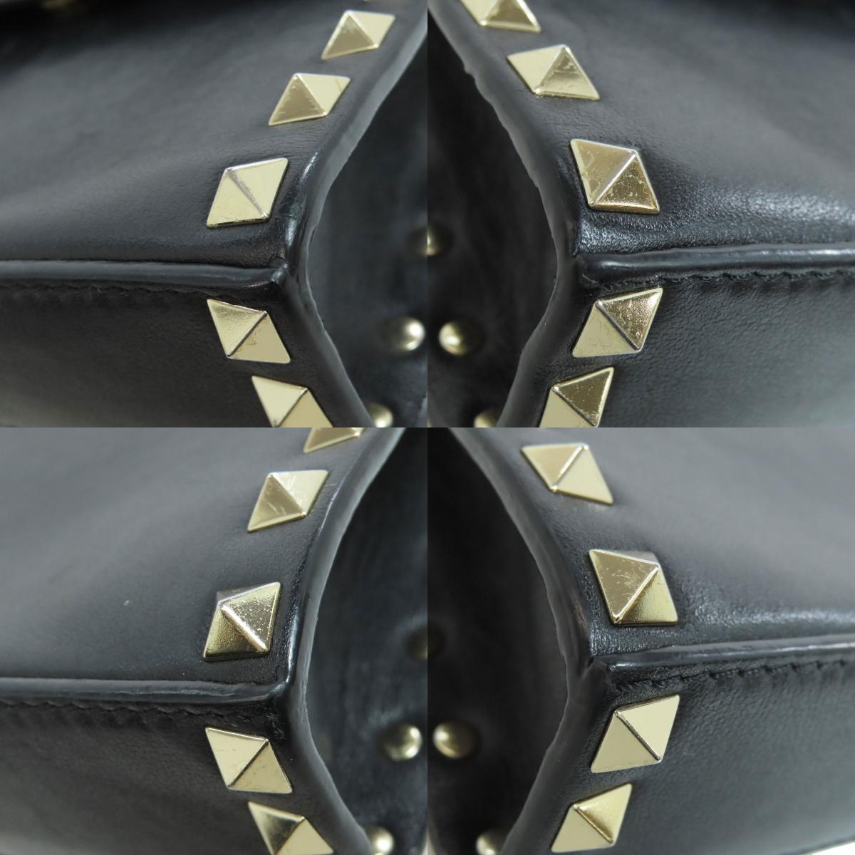 VALENTINO バレンティノ スタッズ ショルダーバッグ レザー レディース 中古
