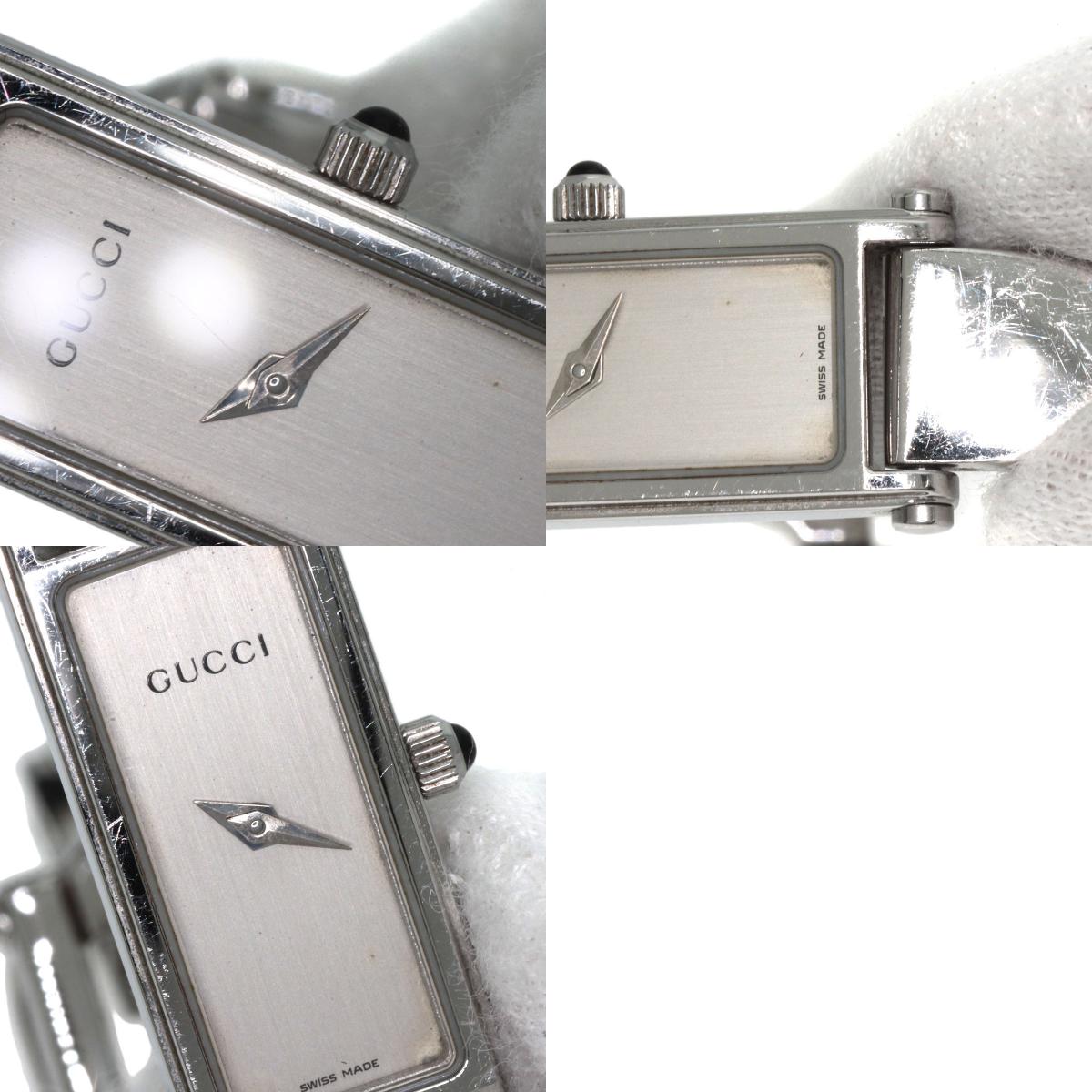 GUCCI グッチ 1500L スクエアフェイス バングル 腕時計 SS レディース 中古