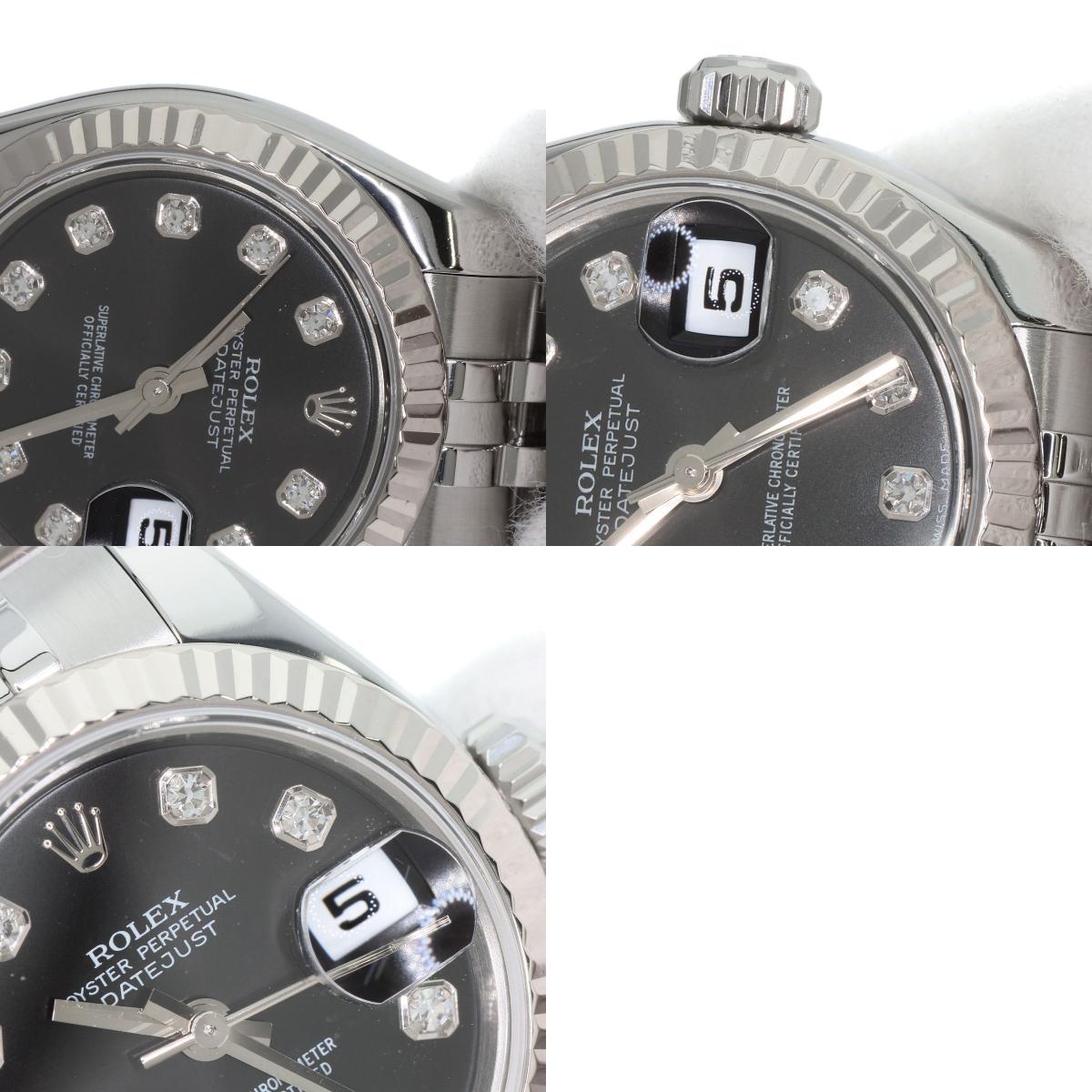 ROLEX ロレックス 179174G デイトジャスト 10P ダイヤモンド 腕時計 SS レディース 中古