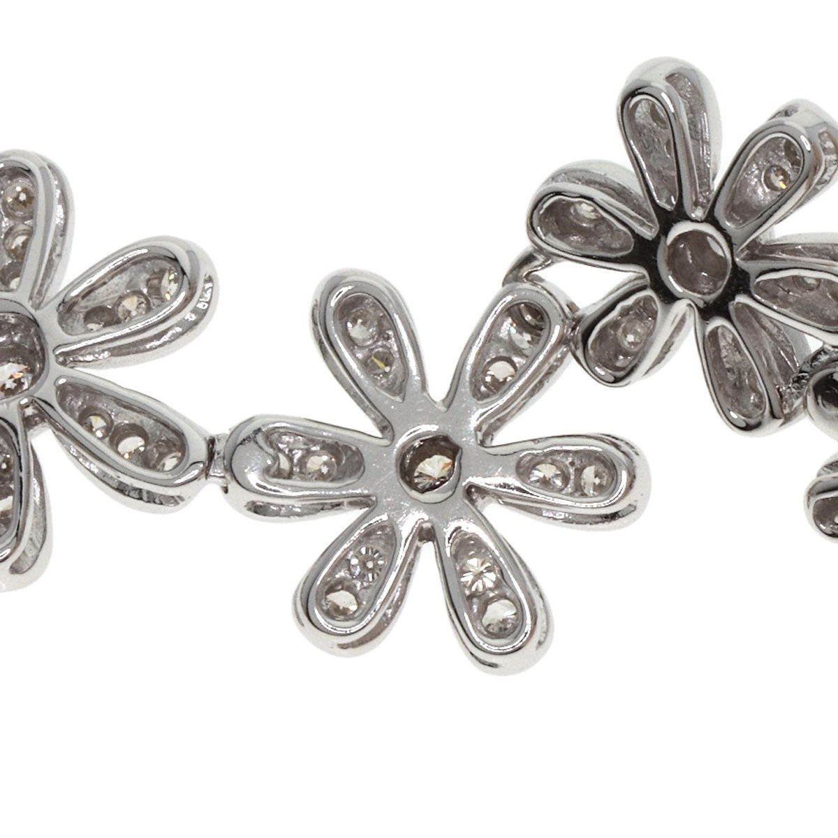 SELECT JEWELRY セレクトジュエリー 7P フラワー ダイヤモンド ネックレス K18WG レディース 中古