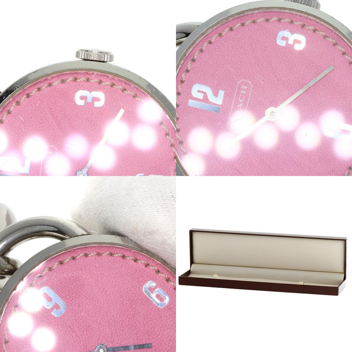 COACH コーチ ラウンドフェイス 腕時計 SS レディース 中古