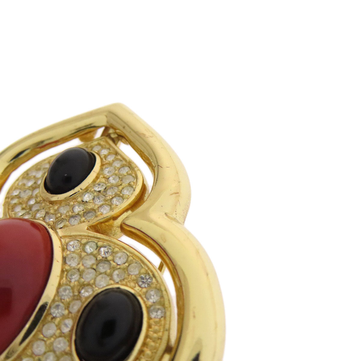 CHRISTIAN DIOR クリスチャンディオール ラインストーン ブローチ 金属製 レディース 中古