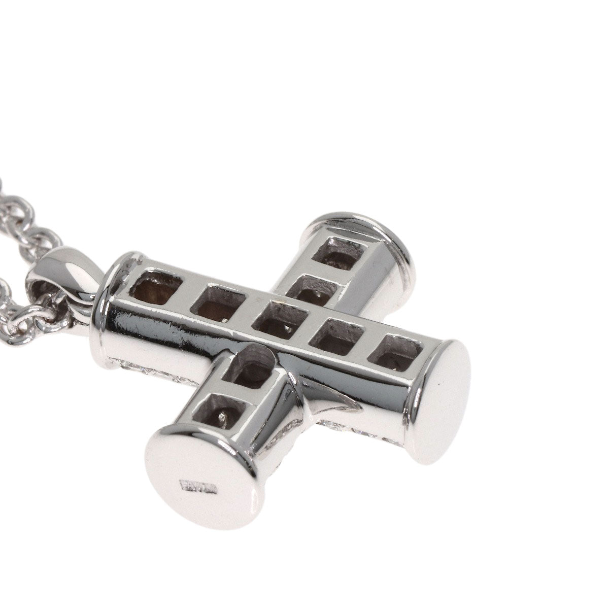 BVLGARI ブルガリ グリーク クロス ダイヤモンド ネックレス K18WG レディース 中古