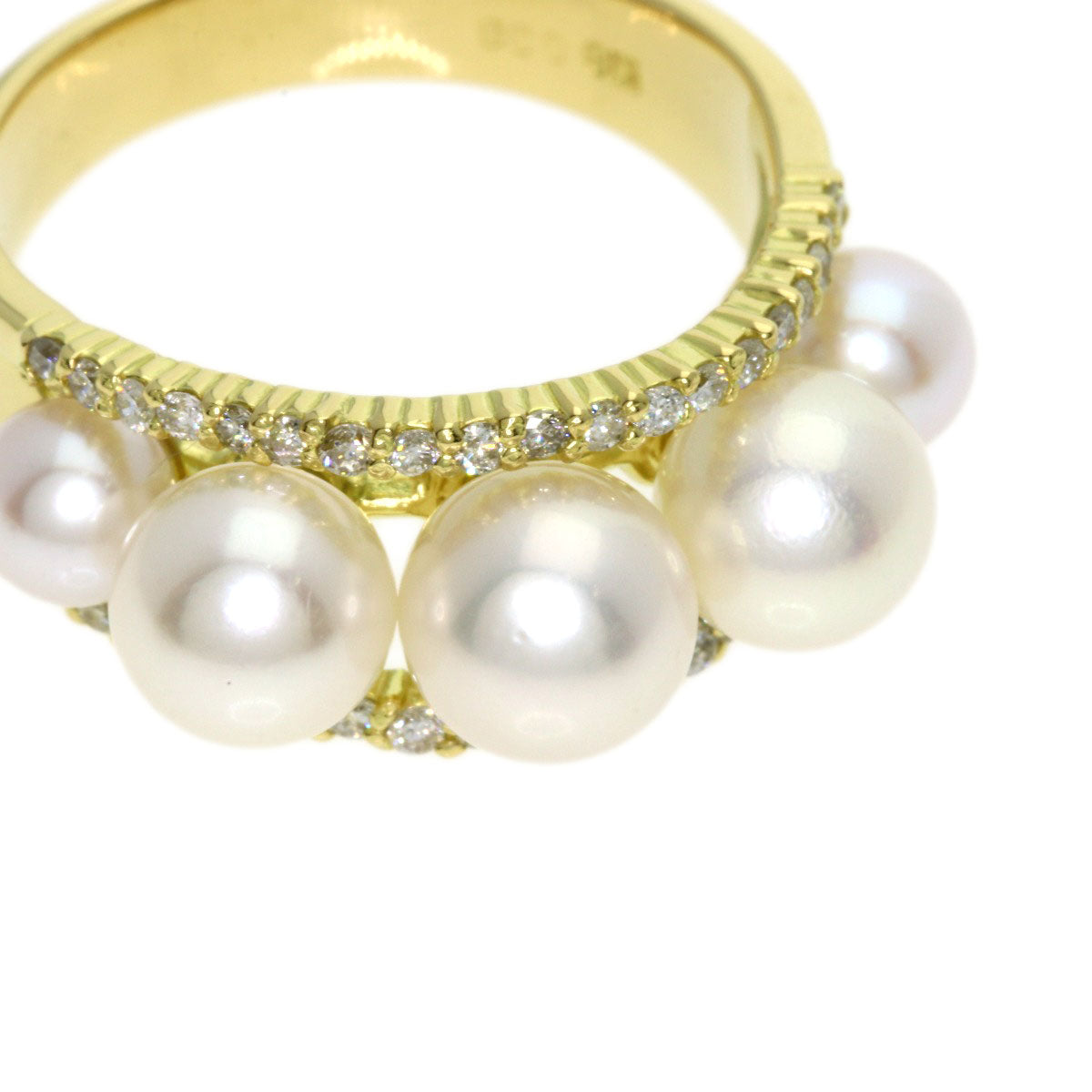 SELECT JEWELRY セレクトジュエリー パール 真珠 ダイヤモンド リング・指輪 K18YG レディース 中古