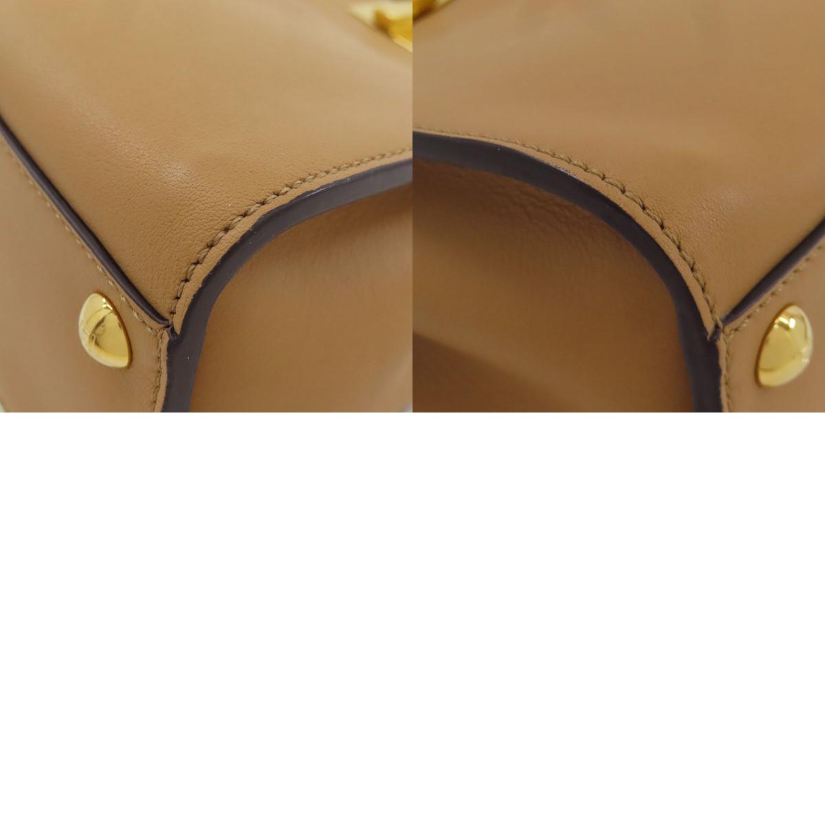 FENDI フェンディ ピーカブー ミニ フラワー 2WAY ハンドバッグ カーフ レディース 中古