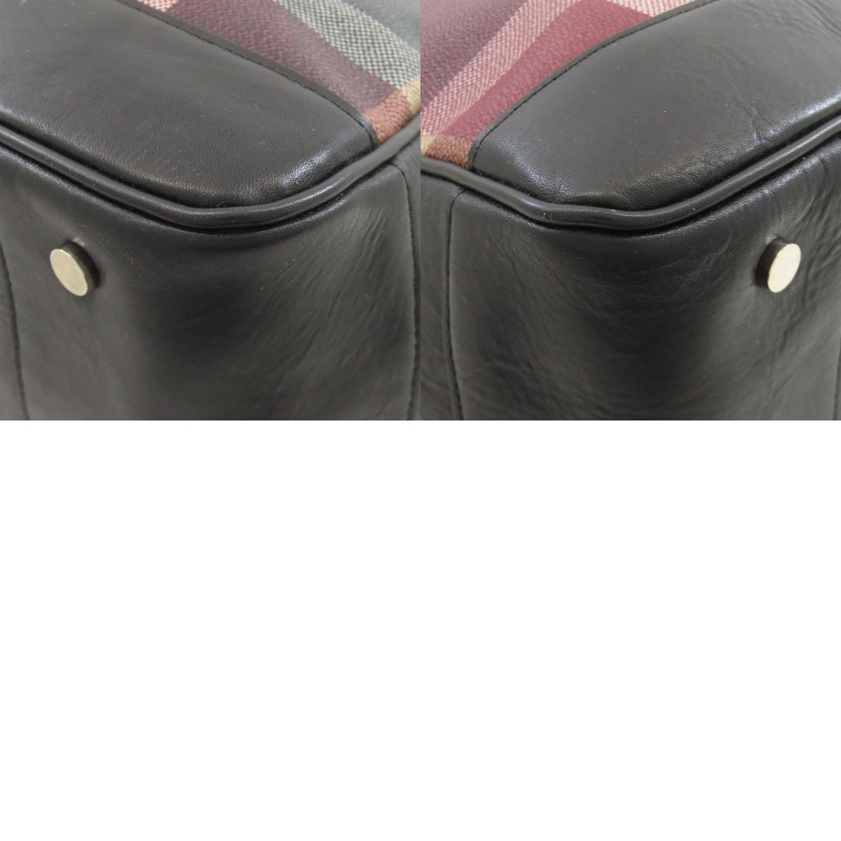 BURBERRY バーバリー チェック柄 トートバッグ レザー レディース 中古