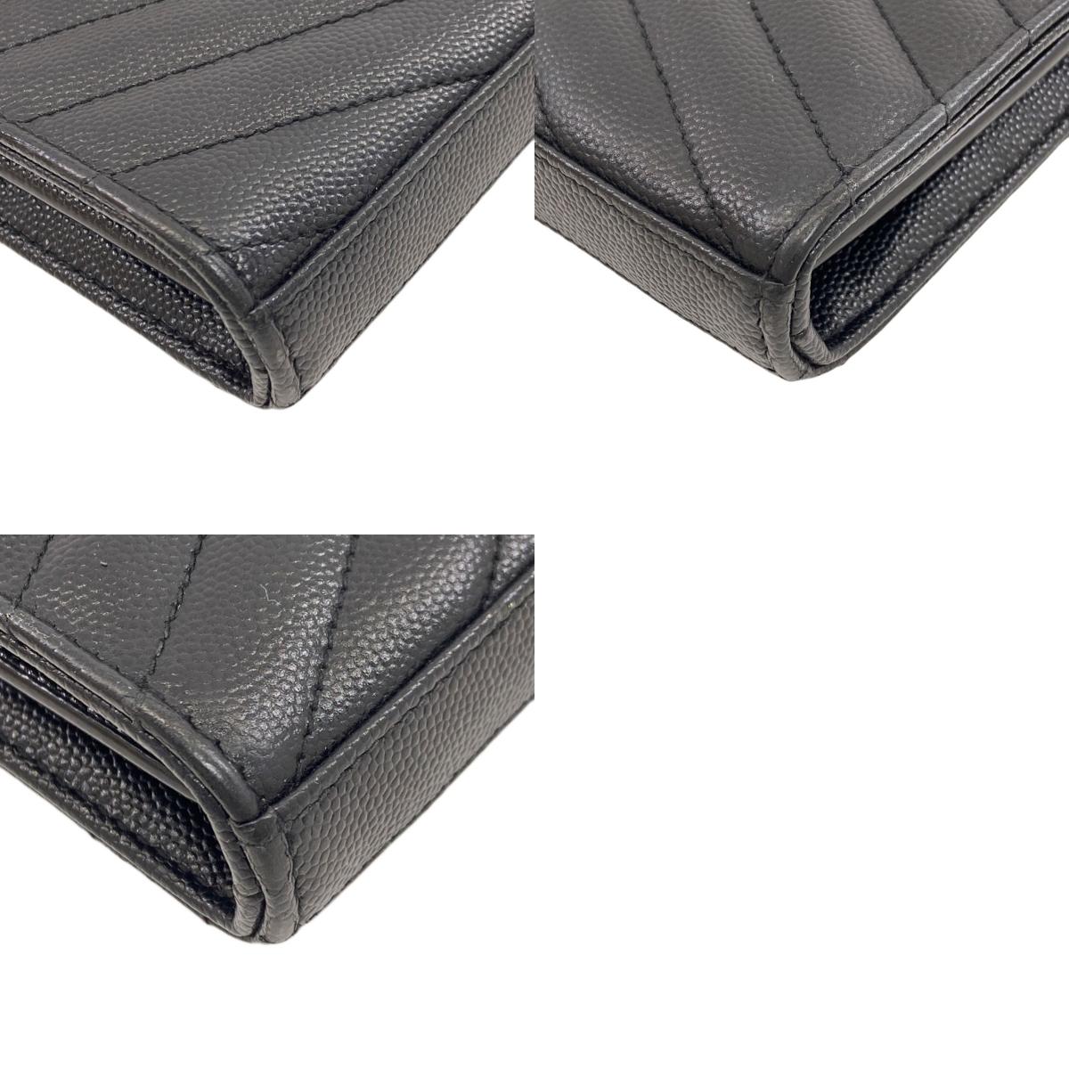 YVES SAINT LAURENT イヴ・サンローラン チェーンショルダー Vステッチ ショルダーバッグ カーフ レディース 中古