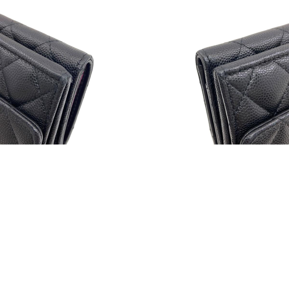 CHANEL シャネル ココマーク マトラッセ ゴールド金具 二つ折り財布(小銭入れあり) グレインド カーフスキン レディース 中古