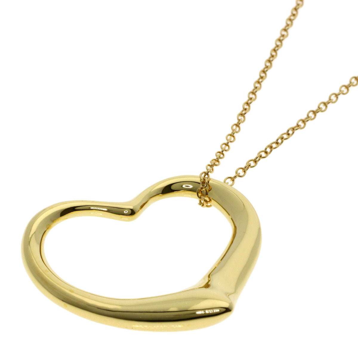TIFFANY&Co. ティファニー オープンハート ミディアム ロング ネックレス K18YG レディース 中古