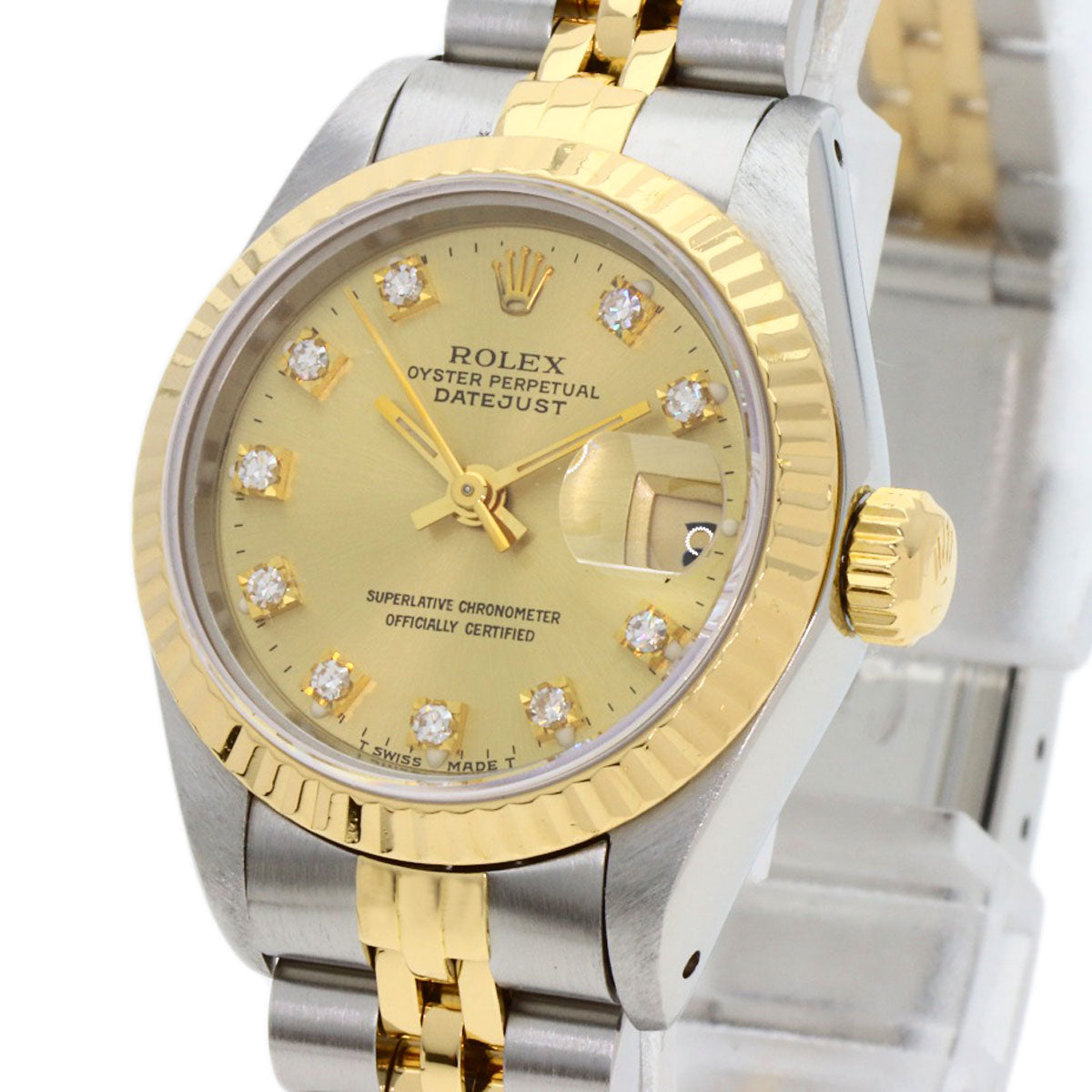 ROLEX ロレックス 69173G デイトジャスト 10P ダイヤモンド 腕時計 SS レディース 中古