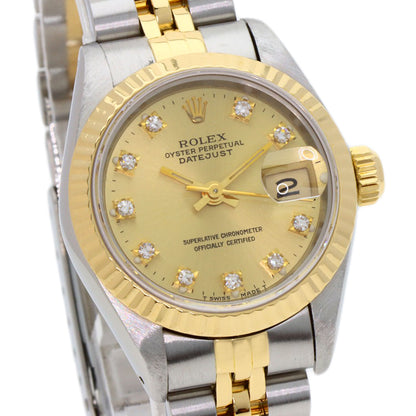 ROLEX ロレックス 69173G デイトジャスト 10P ダイヤモンド 腕時計 SS レディース 中古