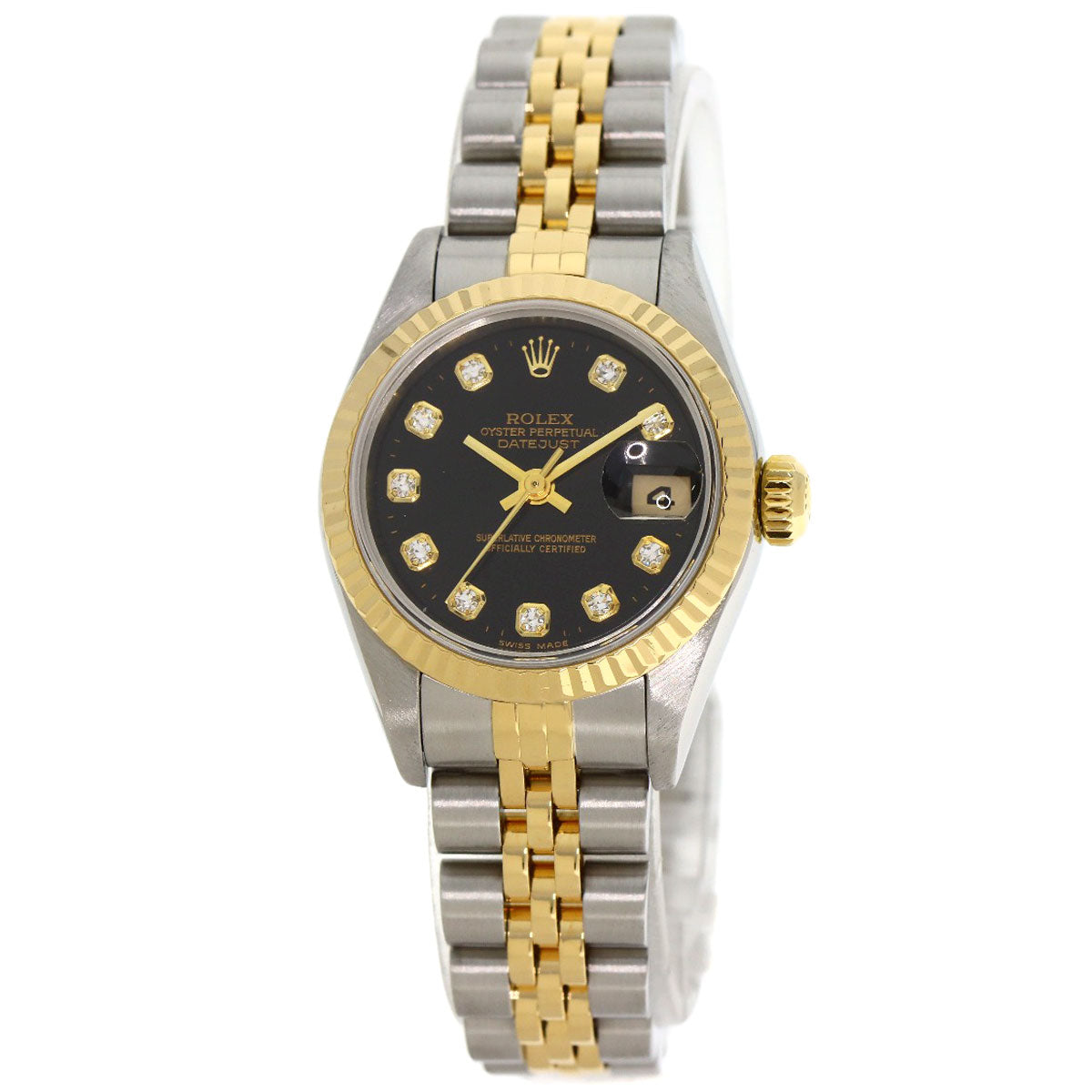 ROLEX ロレックス 79173G デイトジャスト 10P ダイヤモンド 腕時計 SS レディース 中古
