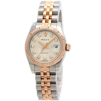 ROLEX ロレックス 179171G デイトジャスト 10P ダイヤモンド 腕時計 SS レディース 中古