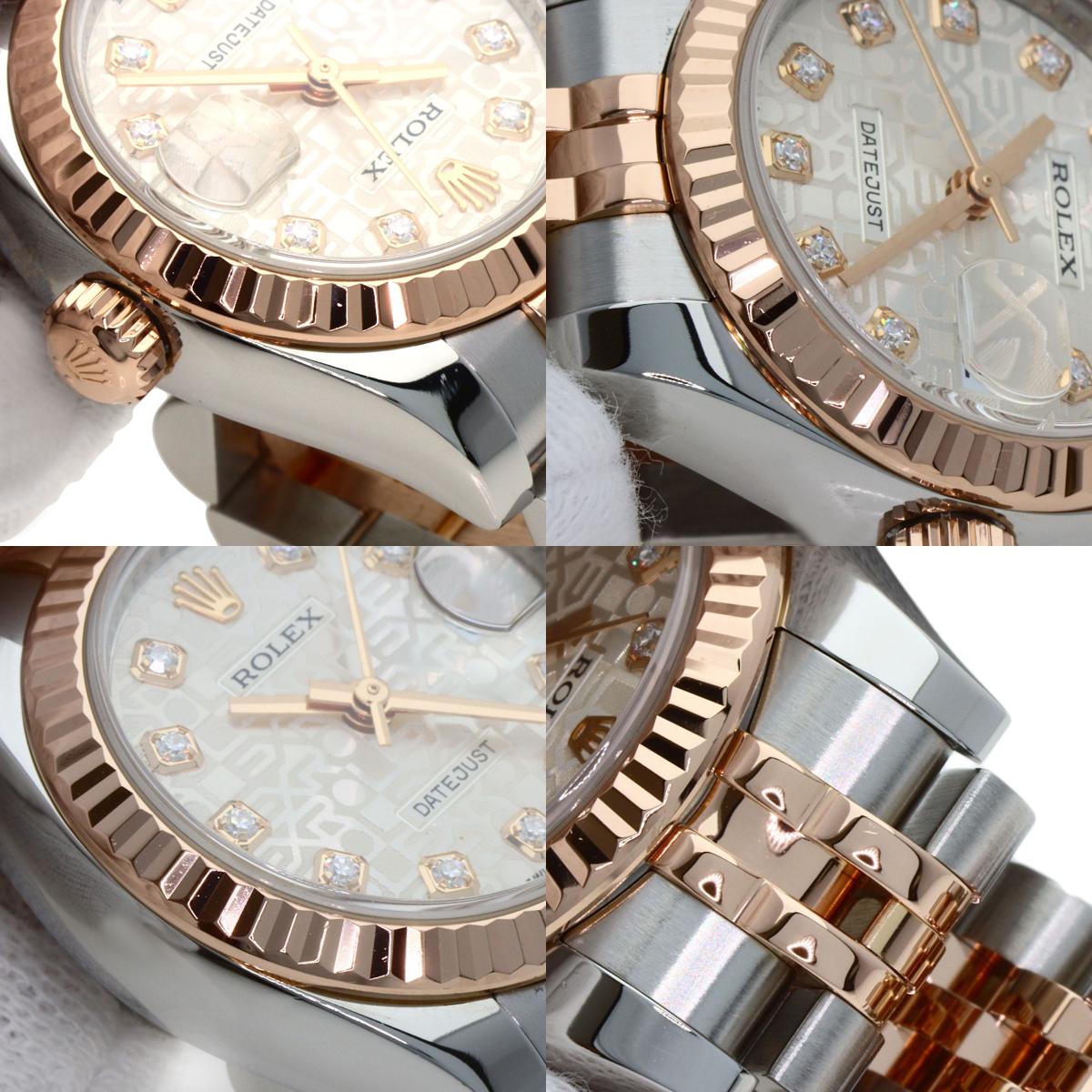 ROLEX ロレックス 179171G デイトジャスト 10P ダイヤモンド 腕時計 SS レディース 中古