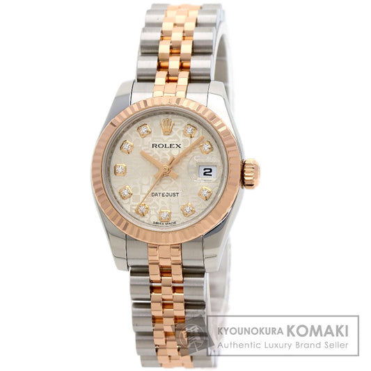 ROLEX ロレックス 179171G デイトジャスト 10P ダイヤモンド 腕時計 SS レディース 中古