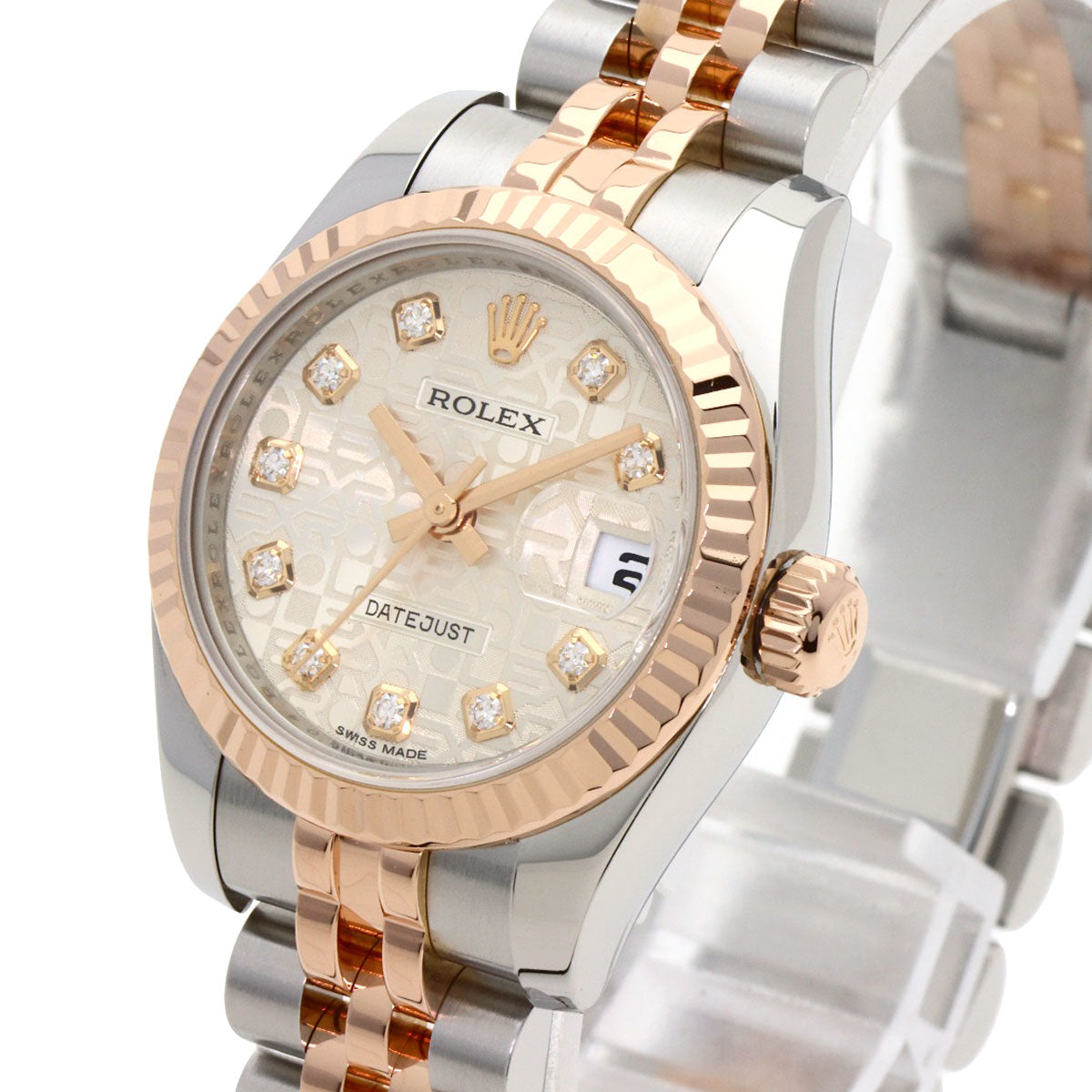 ROLEX ロレックス 179171G デイトジャスト 10P ダイヤモンド 腕時計 SS レディース 中古
