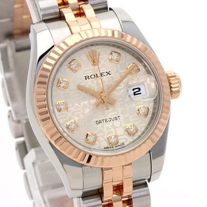 ROLEX ロレックス 179171G デイトジャスト 10P ダイヤモンド 腕時計 SS レディース 中古