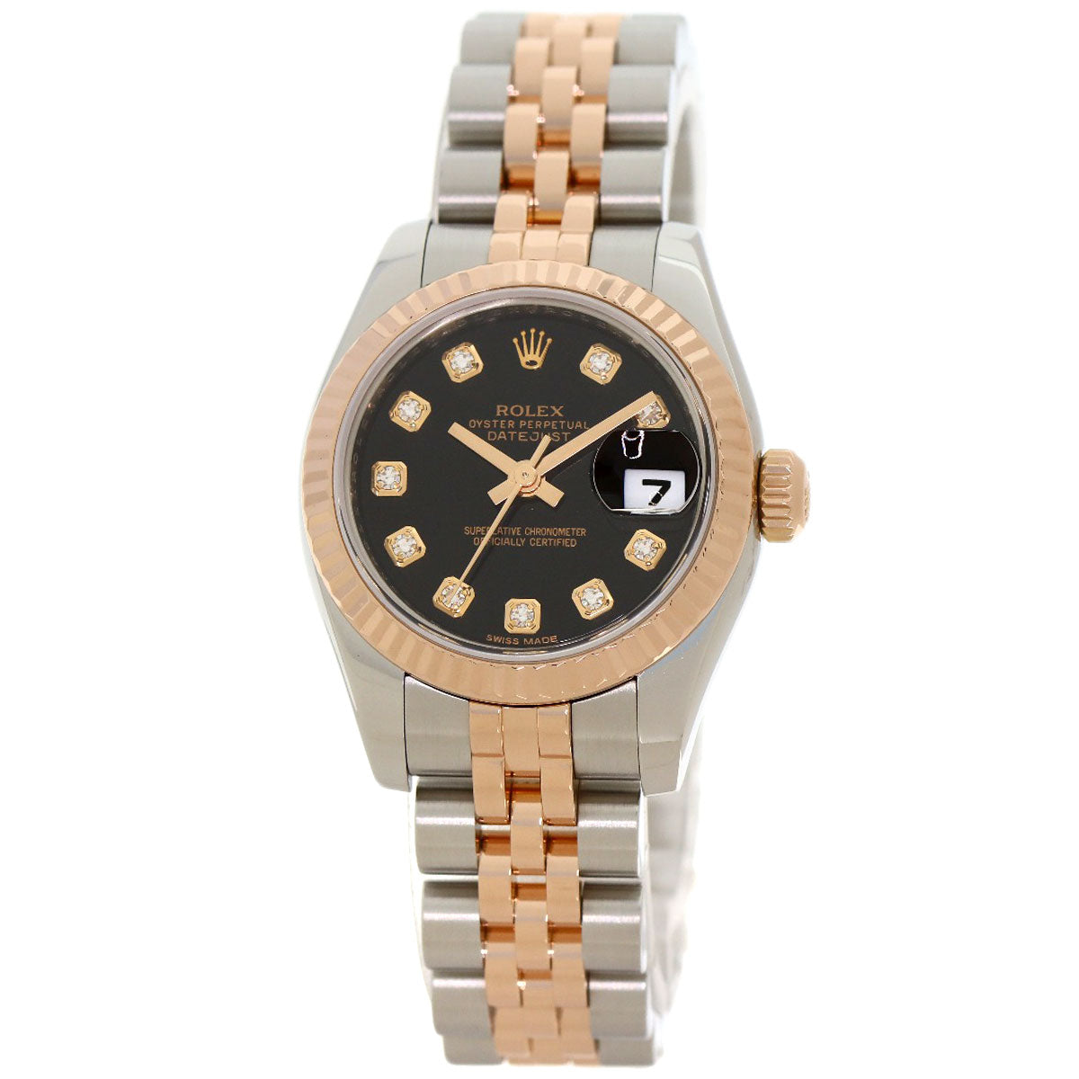 ROLEX ロレックス 179171G デイトジャスト 10P ダイヤモンド 腕時計 SS レディース 中古