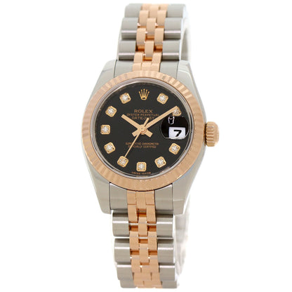 ROLEX ロレックス 179171G デイトジャスト 10P ダイヤモンド 腕時計 SS レディース 中古