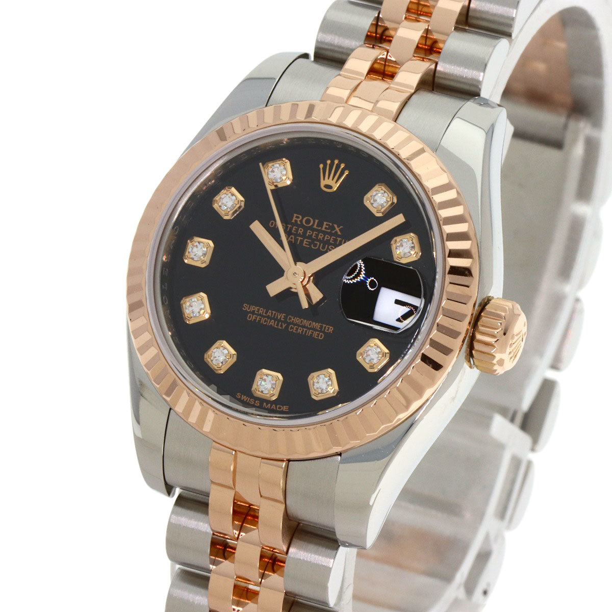 ROLEX ロレックス 179171G デイトジャスト 10P ダイヤモンド 腕時計 SS レディース 中古