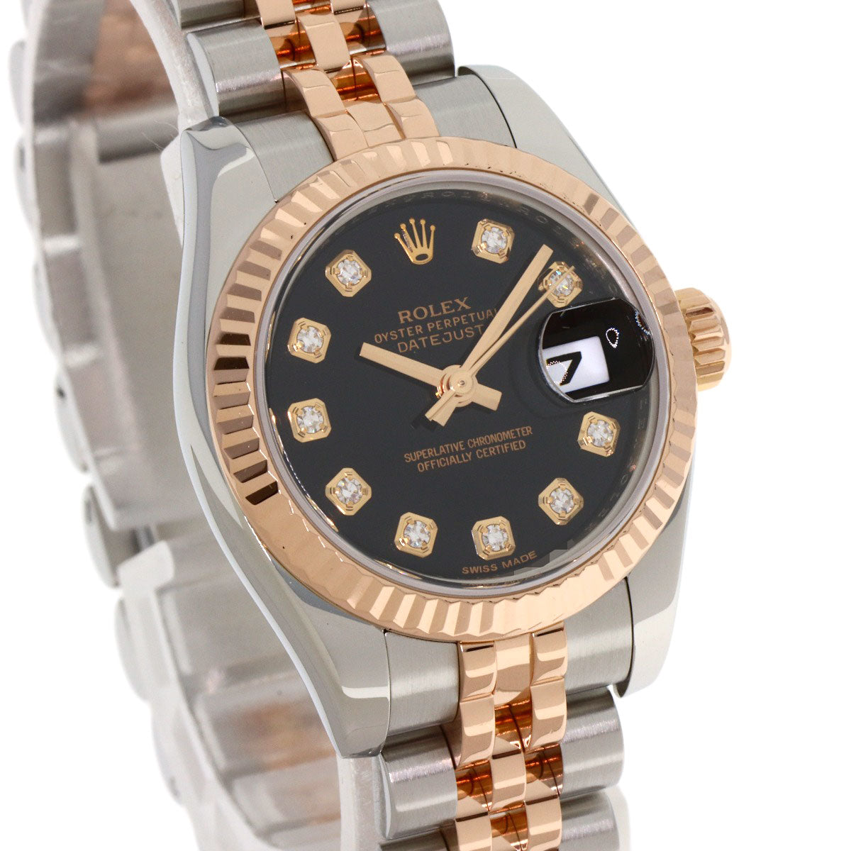 ROLEX ロレックス 179171G デイトジャスト 10P ダイヤモンド 腕時計 SS レディース 中古