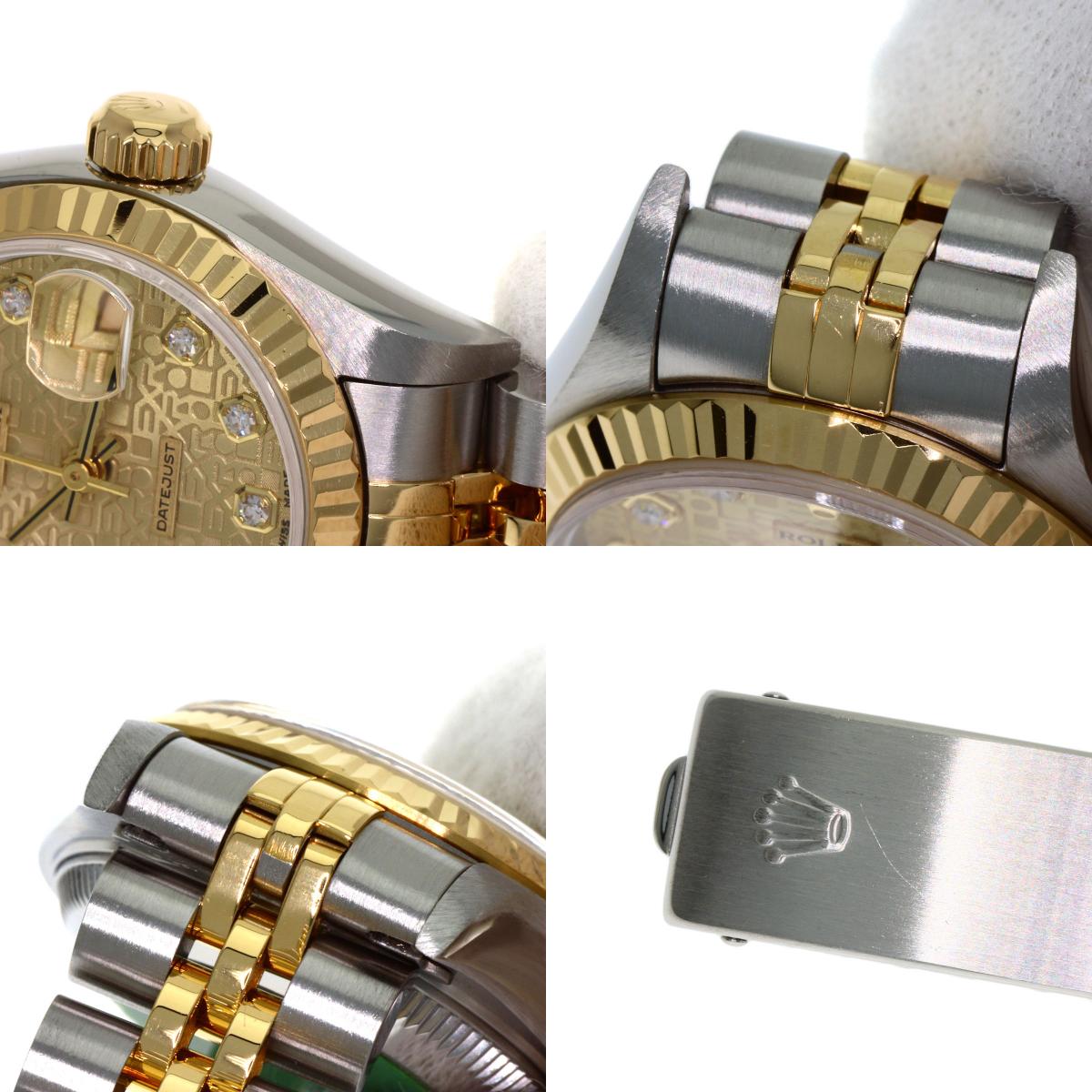 ROLEX ロレックス 69173G デイトジャスト 10P ダイヤモンド 腕時計 SS レディース 中古