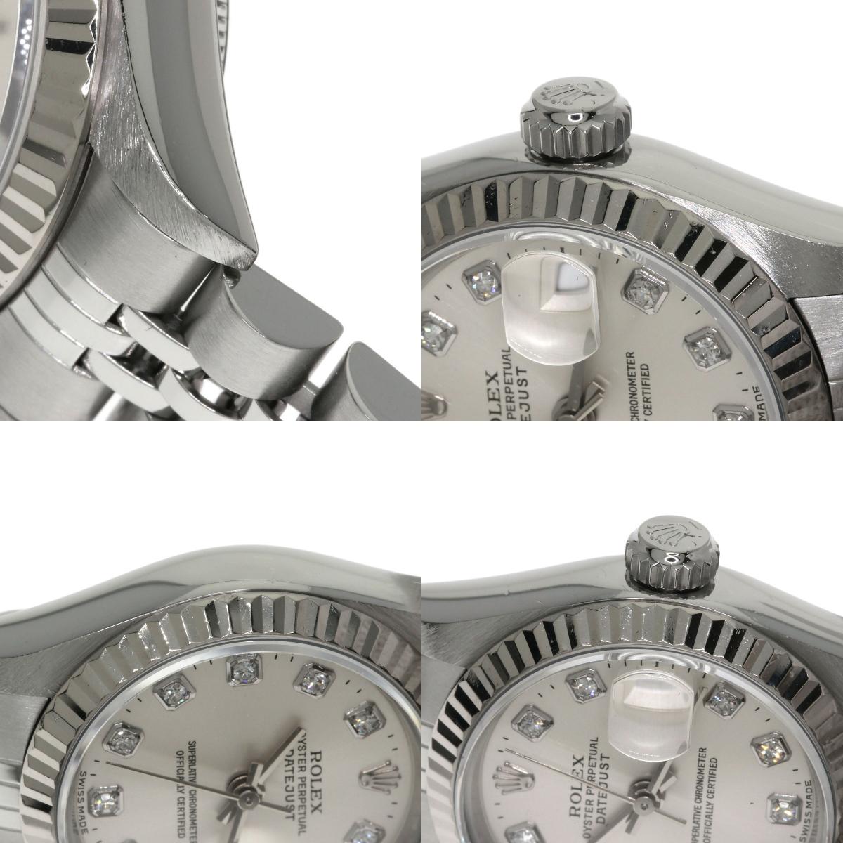 ROLEX ロレックス 69174G デイトジャスト 10P ダイヤモンド 腕時計 SS レディース 中古