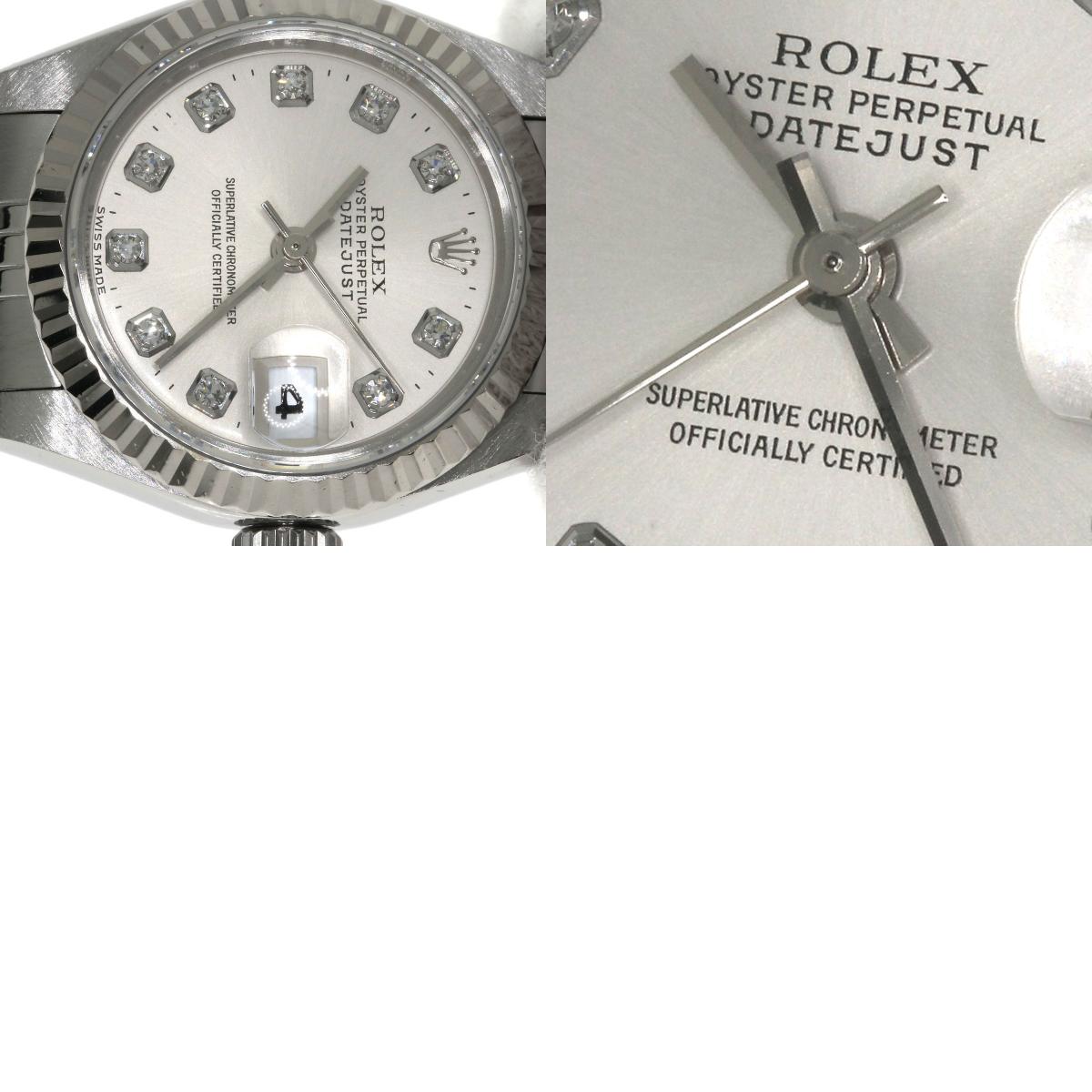 ROLEX ロレックス 69174G デイトジャスト 10P ダイヤモンド 腕時計 SS レディース 中古