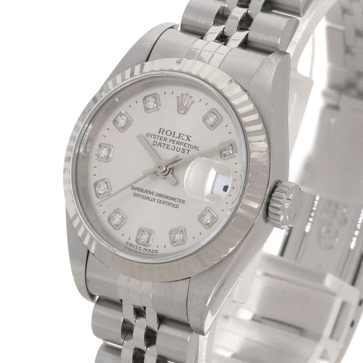 ROLEX ロレックス 69174G デイトジャスト 10P ダイヤモンド 腕時計 SS レディース 中古