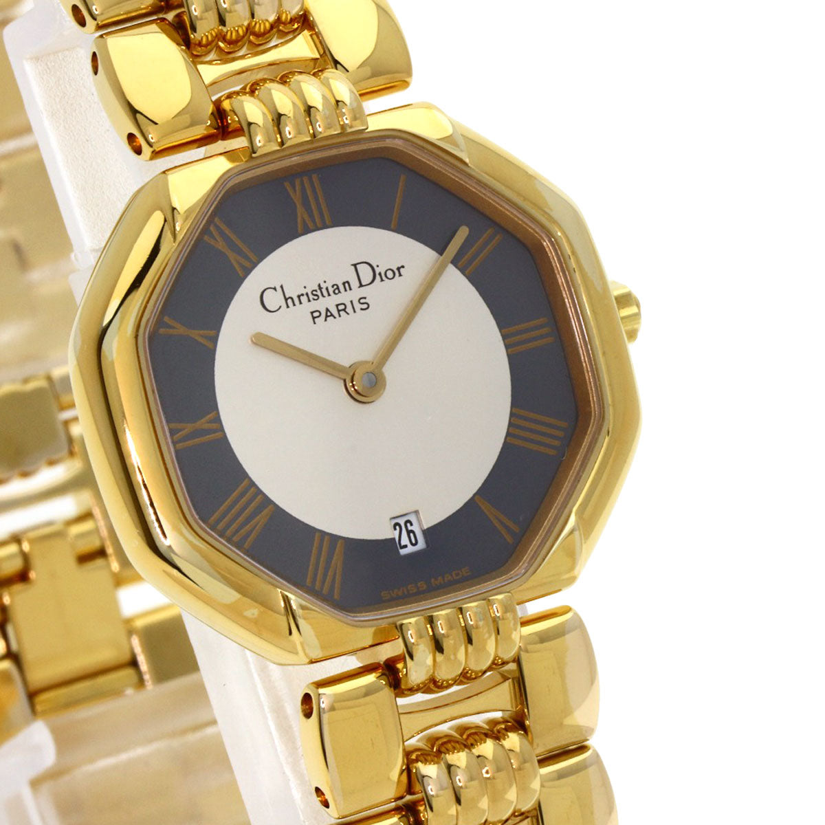 CHRISTIAN DIOR クリスチャンディオール D48-153 オクタゴン 腕時計 GP レディース 中古