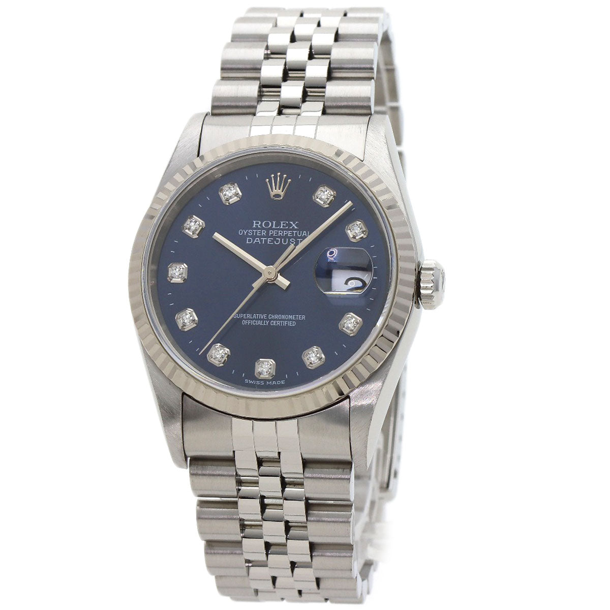 ROLEX ロレックス 16234G デイトジャスト 10P ダイヤモンド 腕時計 SS メンズ 中古