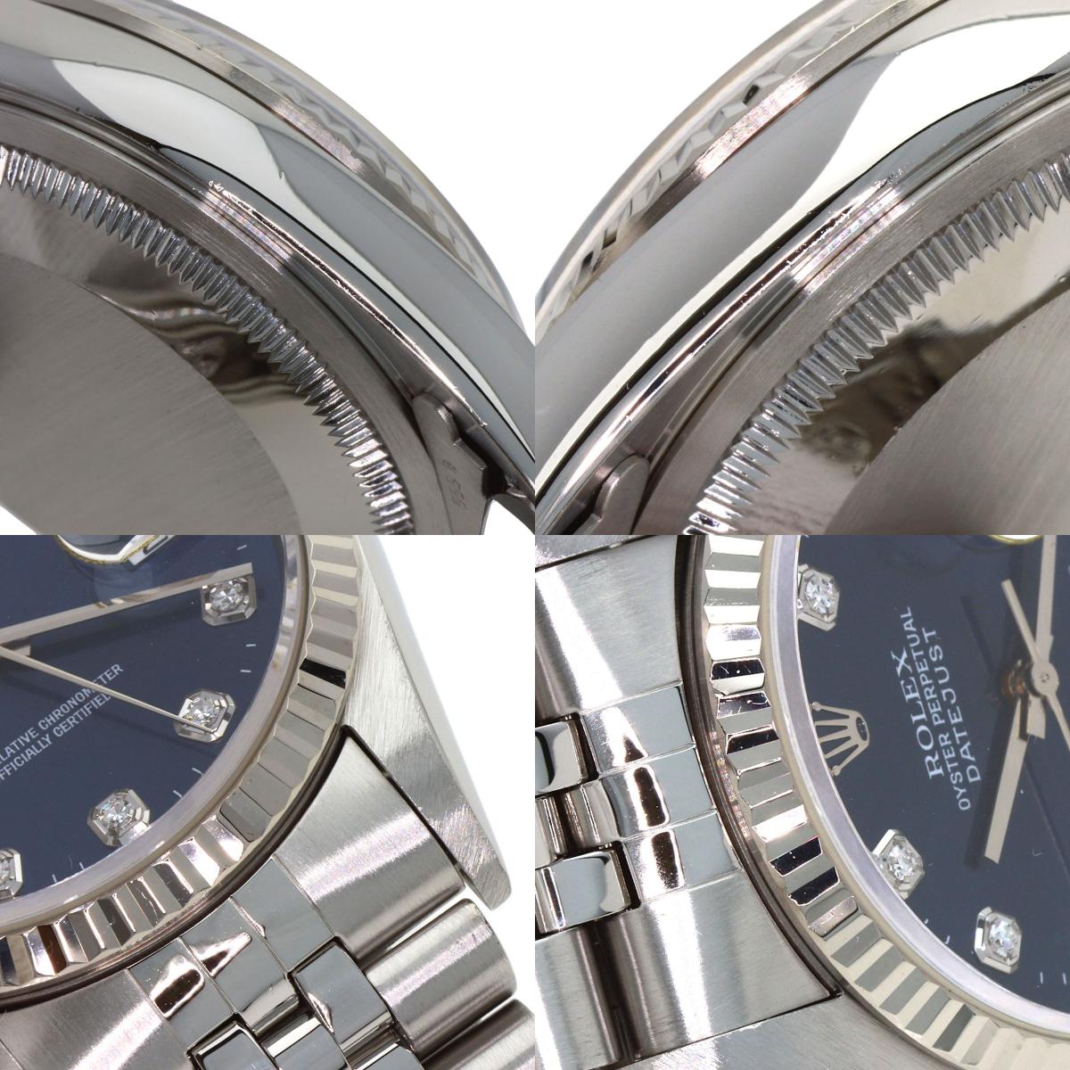 ROLEX ロレックス 16234G デイトジャスト 10P ダイヤモンド 腕時計 SS メンズ 中古