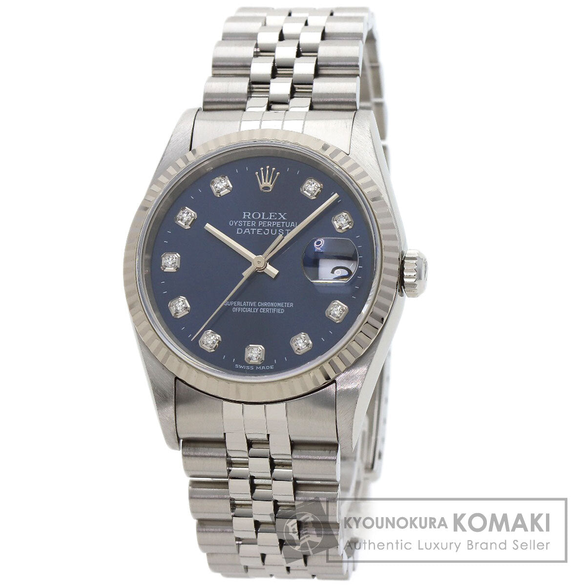 ROLEX ロレックス 16234G デイトジャスト 10P ダイヤモンド 腕時計 SS メンズ 中古