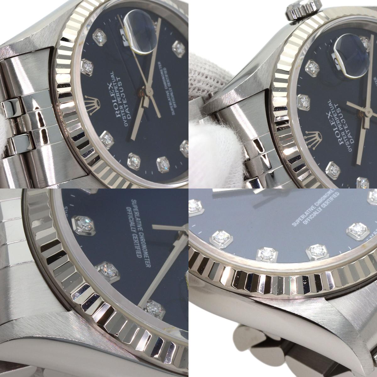 ROLEX ロレックス 16234G デイトジャスト 10P ダイヤモンド 腕時計 SS メンズ 中古