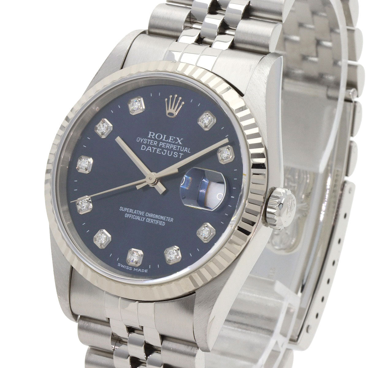 ROLEX ロレックス 16234G デイトジャスト 10P ダイヤモンド 腕時計 SS メンズ 中古