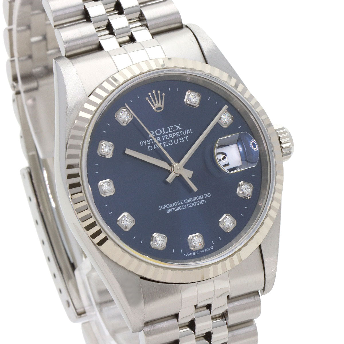 ROLEX ロレックス 16234G デイトジャスト 10P ダイヤモンド 腕時計 SS メンズ 中古