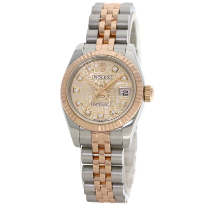 ROLEX ロレックス 179171G デイトジャスト 10P ダイヤモンド 腕時計 SS レディース 中古
