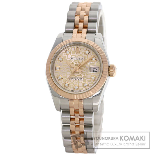 ROLEX ロレックス 179171G デイトジャスト 10P ダイヤモンド 腕時計 SS レディース 中古