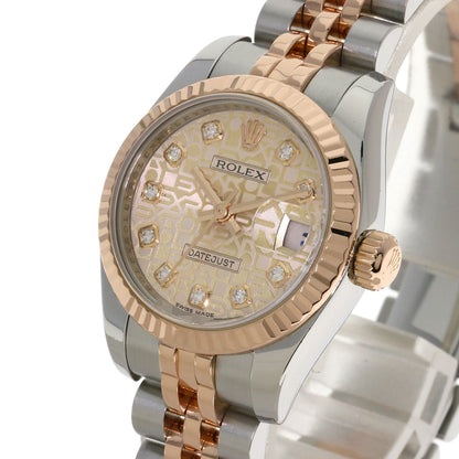 ROLEX ロレックス 179171G デイトジャスト 10P ダイヤモンド 腕時計 SS レディース 中古