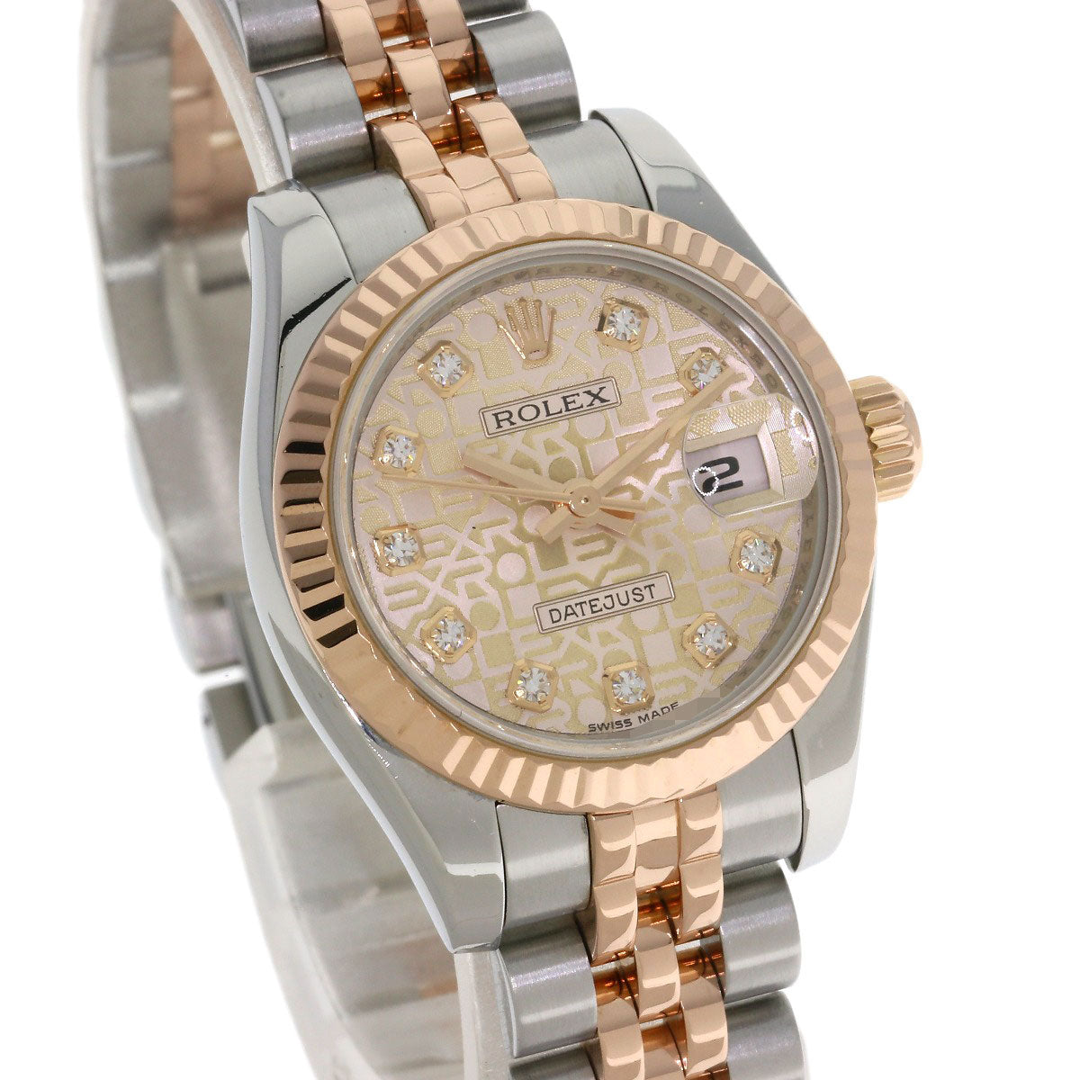 ROLEX ロレックス 179171G デイトジャスト 10P ダイヤモンド 腕時計 SS レディース 中古