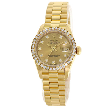 ROLEX ロレックス 69138G デイトジャスト 10P ダイヤモンド 腕時計 K18YG レディース 中古