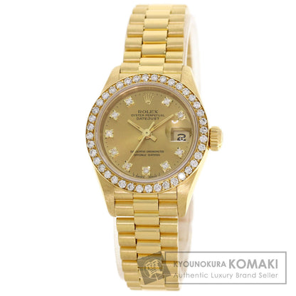 ROLEX ロレックス 69138G デイトジャスト 10P ダイヤモンド 腕時計 K18YG レディース 中古