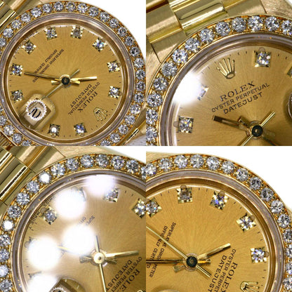 ROLEX ロレックス 69138G デイトジャスト 10P ダイヤモンド 腕時計 K18YG レディース 中古